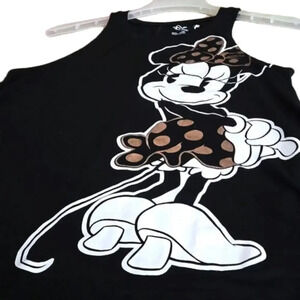 Disney Minnie Mouse Tan Polka Dots Black & White Tank Top Women size LG (11/13)